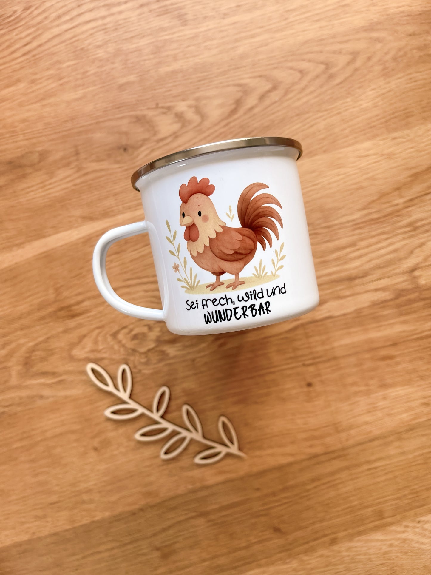 Emaille Häferl •Hahn - Sei frech•