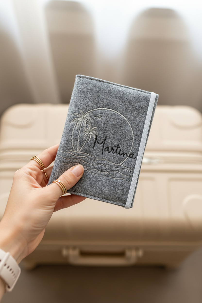 Reisepass Hülle •Palmen & Name•