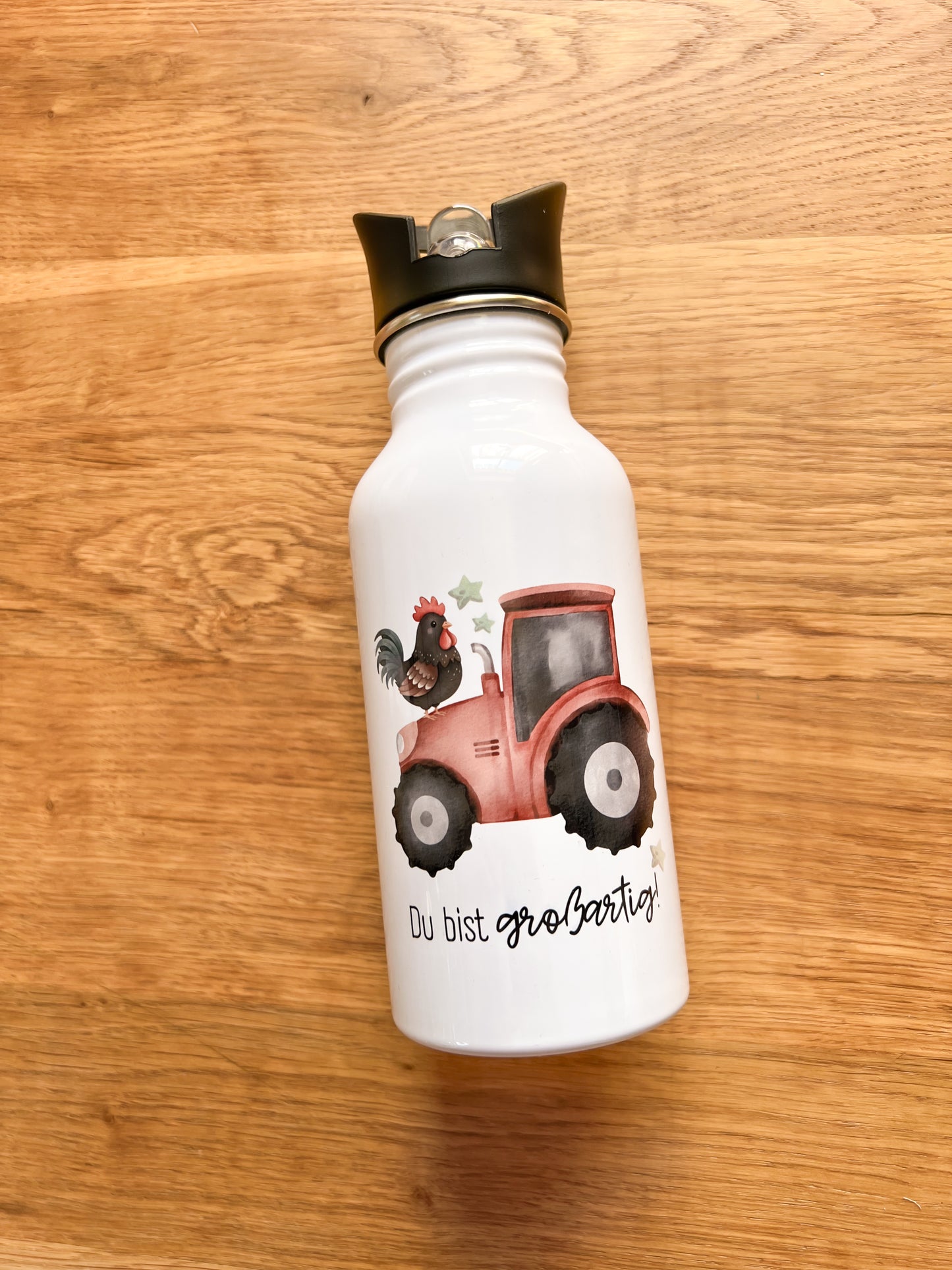 Edelstahlflasche 500ml •Traktor mit Hahn Ferdinand - Du bist großartig•