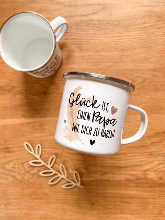 Emaille Häferl •Glück einen Papa•