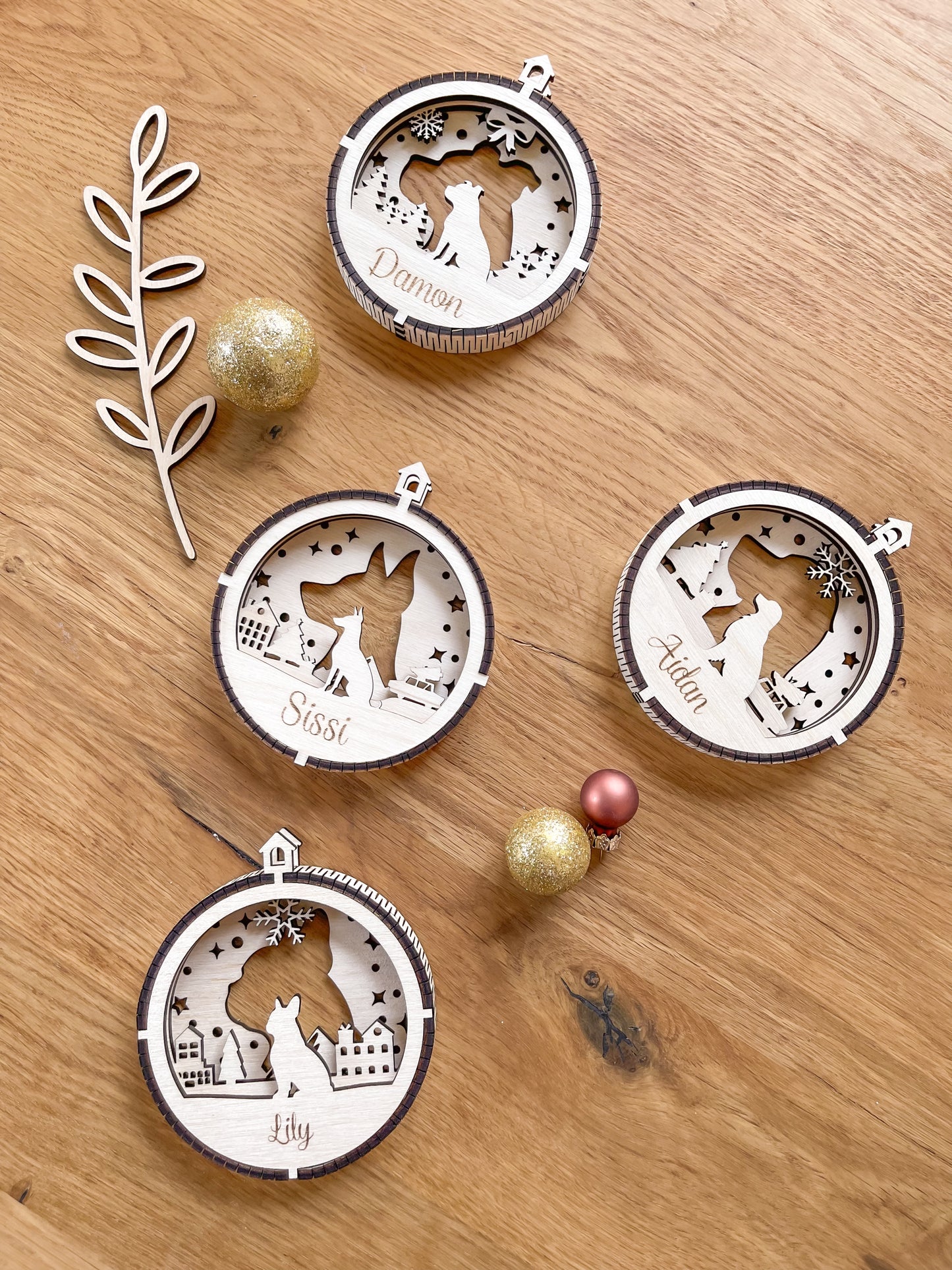 Christbaumschmuck Holz Hunde