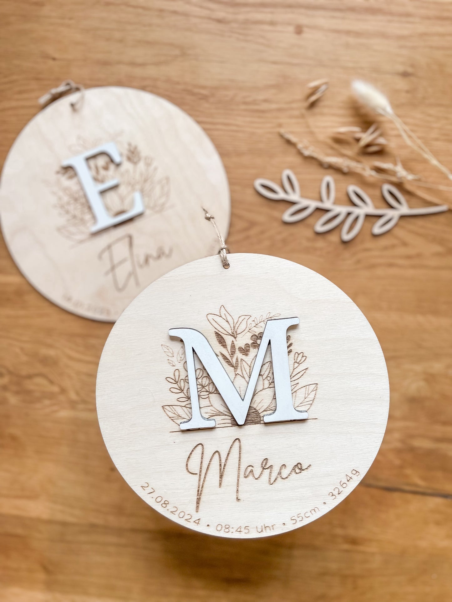 Holzschild Geburtsdaten