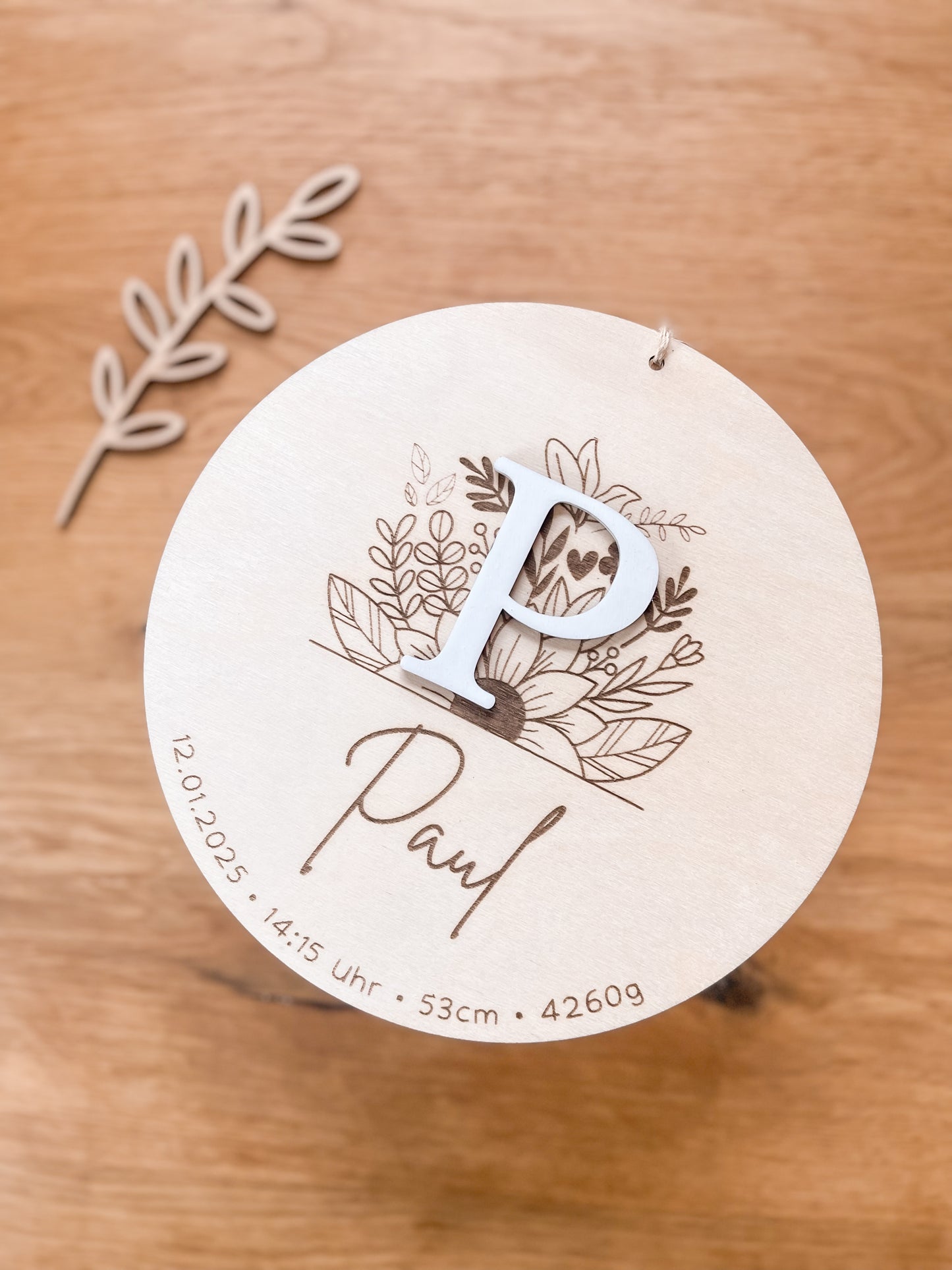 Holzschild Geburtsdaten