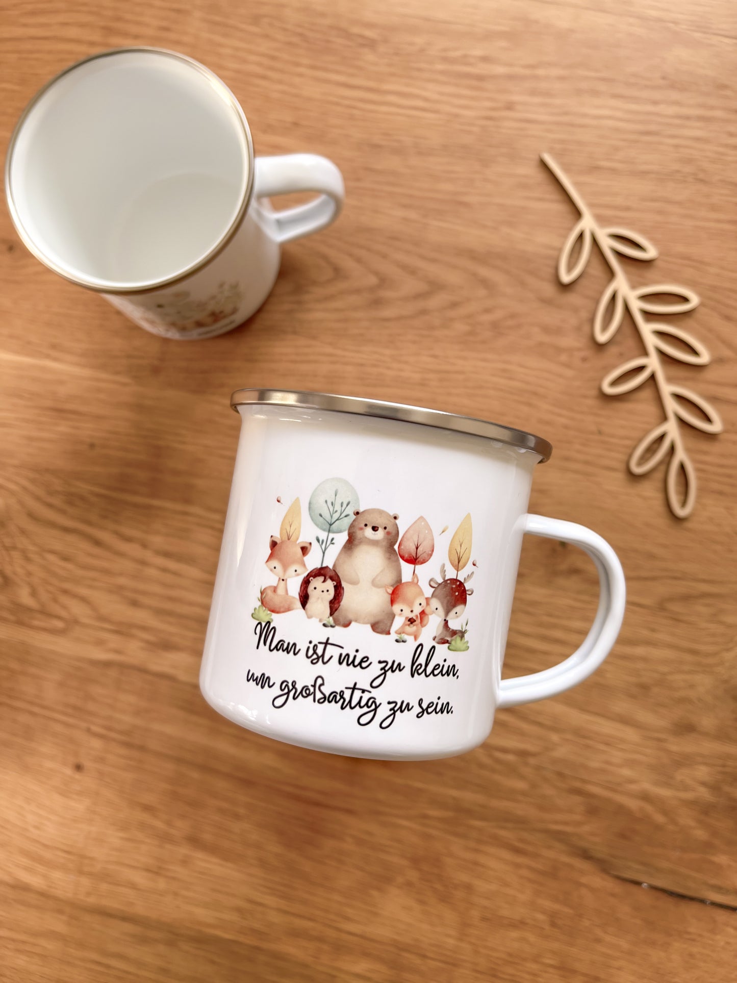 Emaille Häferl •Waldtiere - Man ist nie zu klein•