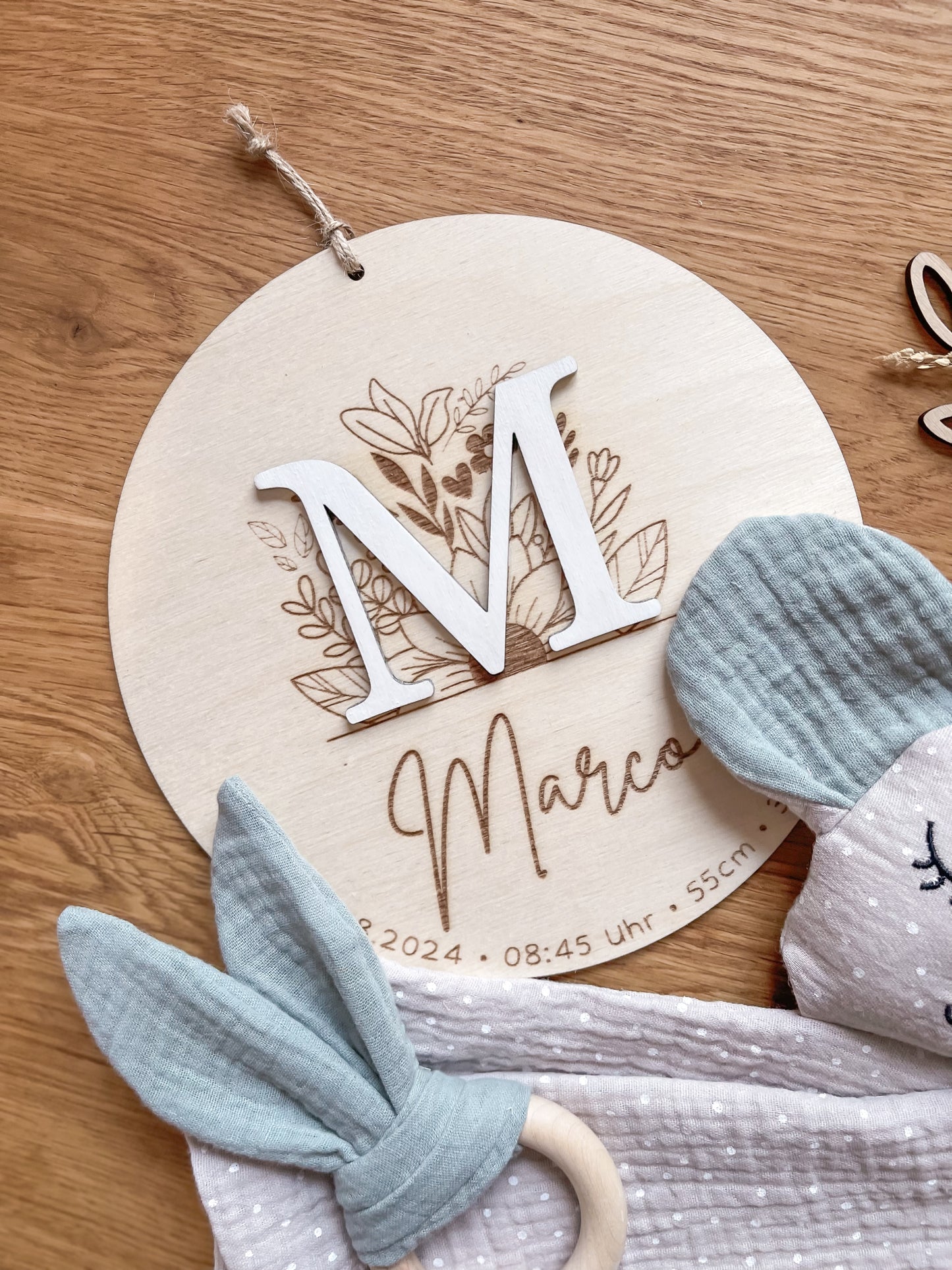 Holzschild Geburtsdaten