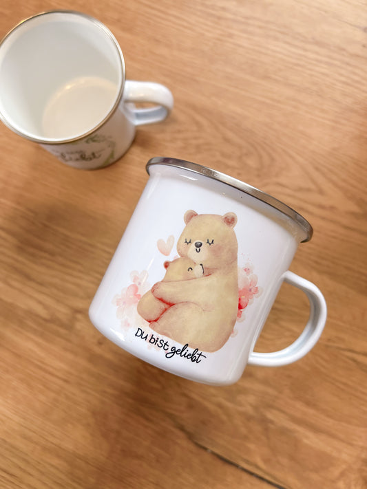 Emaille Häferl •Kuschelbär - du bist geliebt•