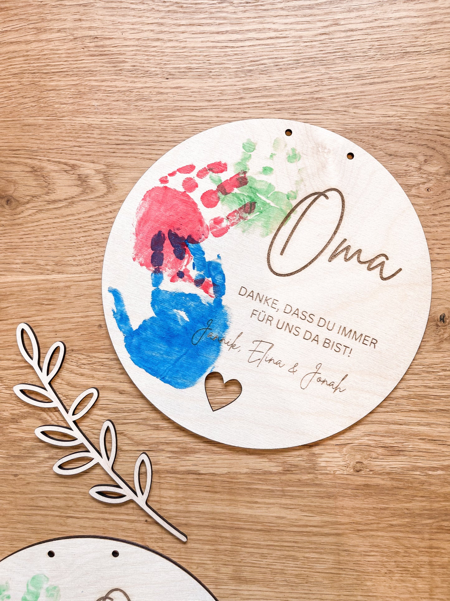 Holzschild •Danke - Handabdruck•