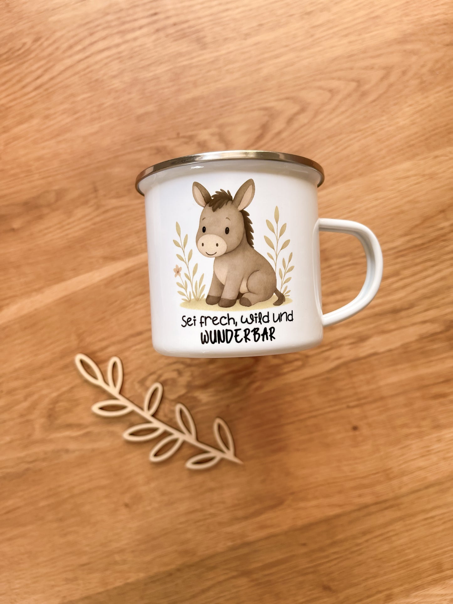 Emaille Häferl •Esel - Sei frech•