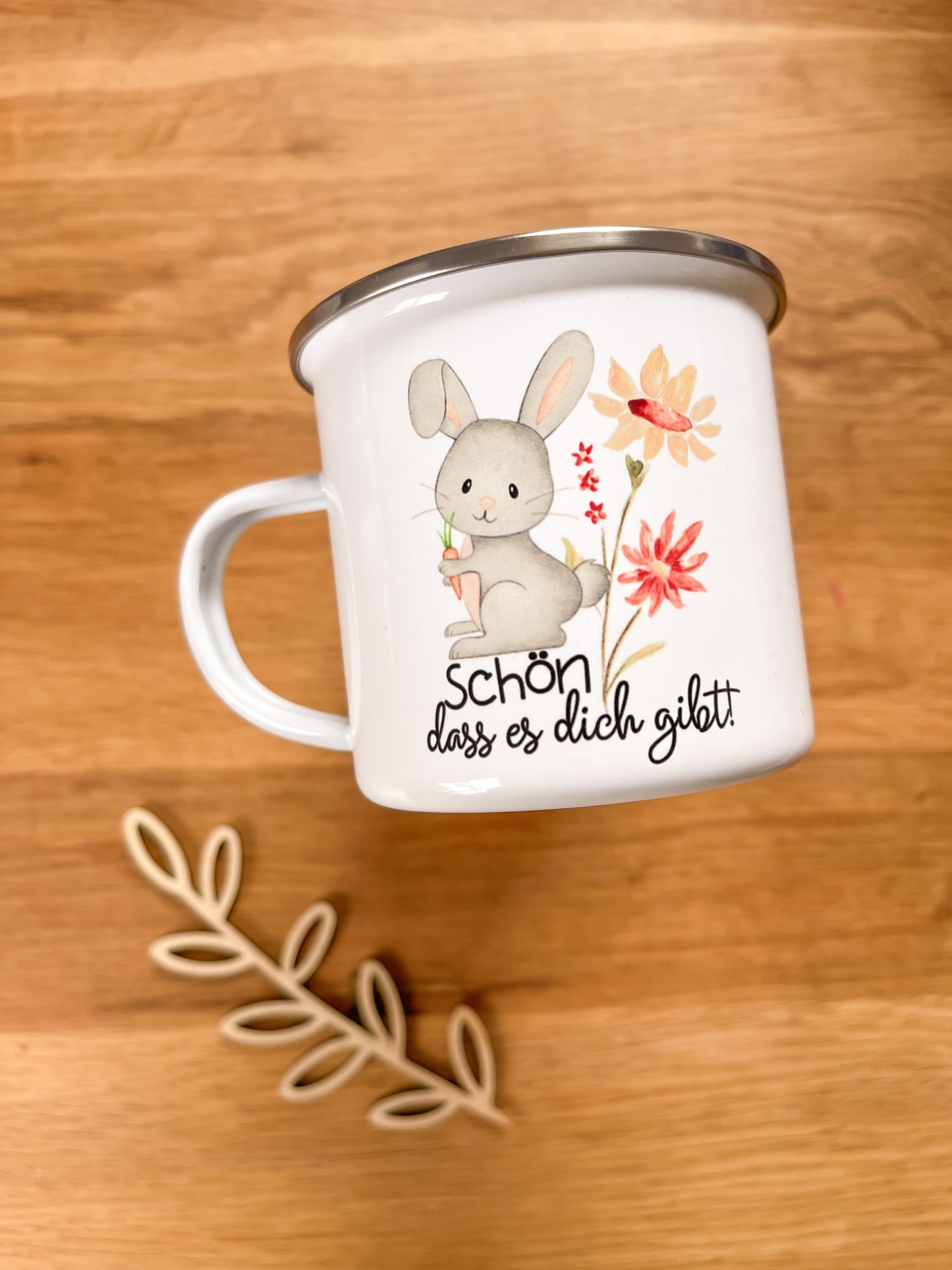 Emaille Häferl •Hase - Schön, dass es dich gibt•