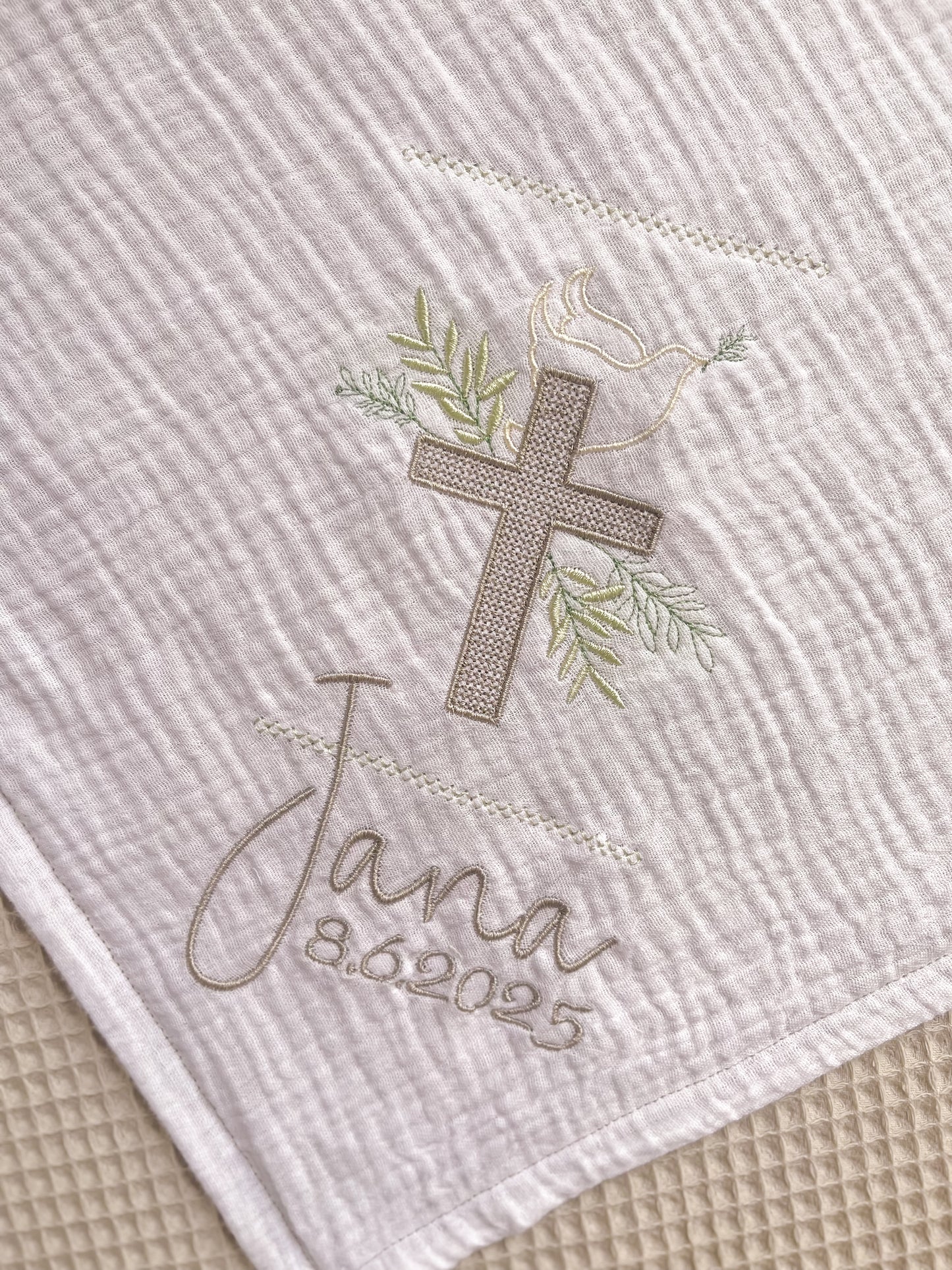 Taufdecke Musselin & Waffelpique