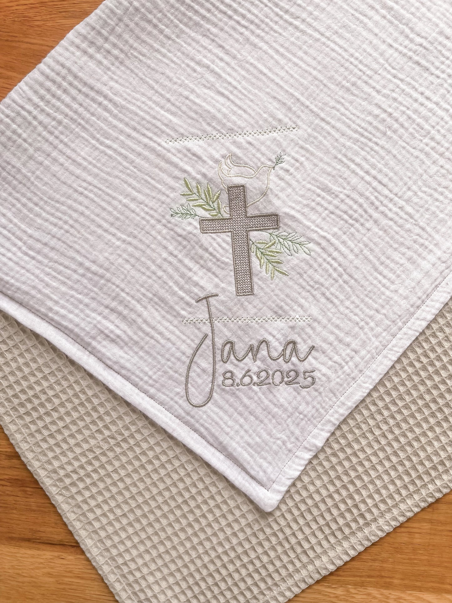 Taufdecke Musselin & Waffelpique