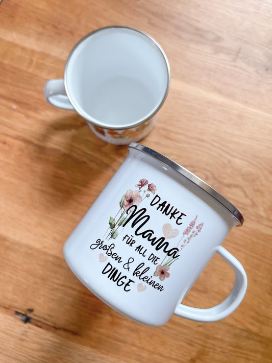 Emaille Häferl •Danke Mama/Blumen•