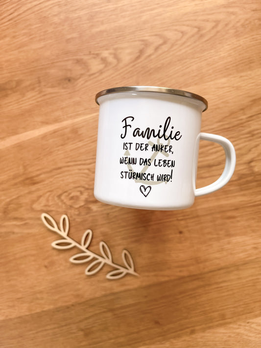 Emaille Häferl •Familie ist der Anker•
