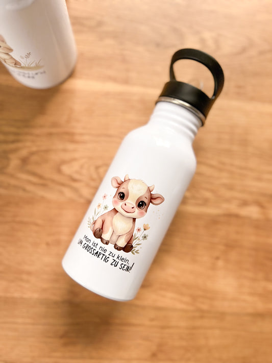 Edelstahlflasche 500ml •Kuh - Man ist nie zu klein•