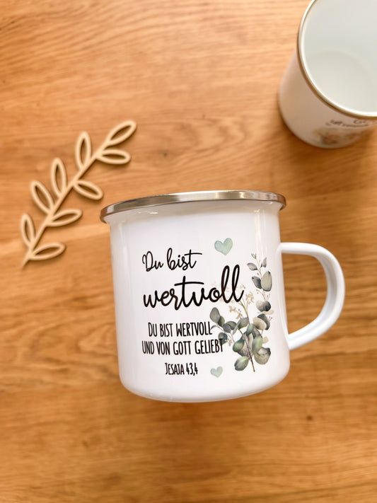 Emaille Häferl •Du bist wertvoll•