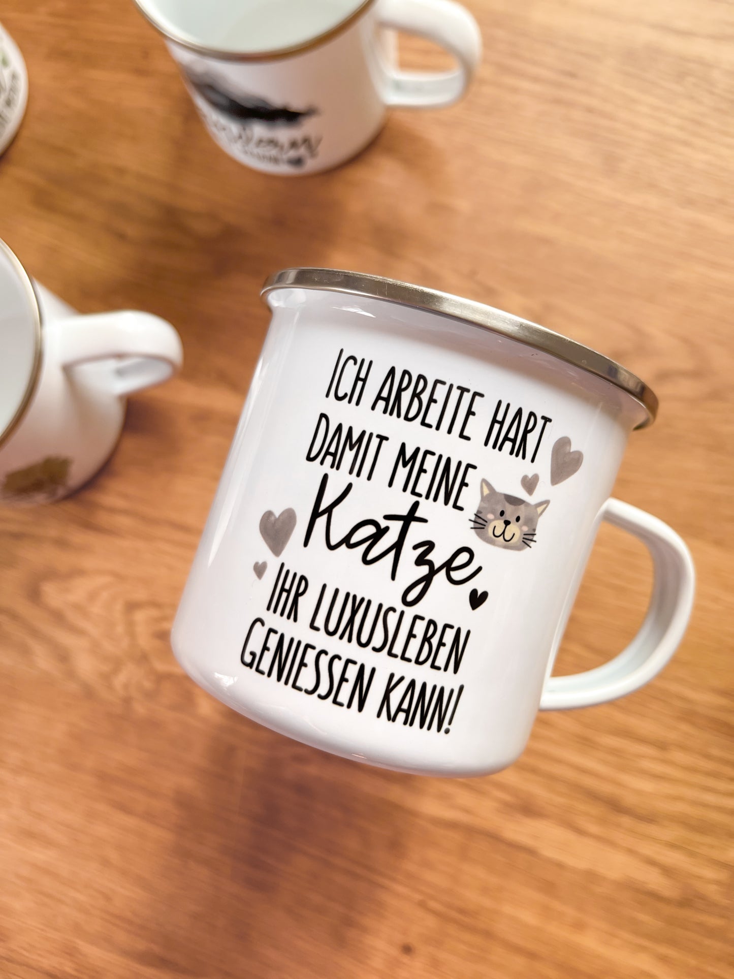 Emaille Häferl •Luxusleben Katze•