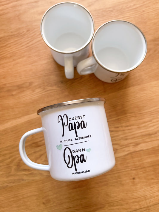 Emaille Häferl •Zuerst Papa, dann Opa•