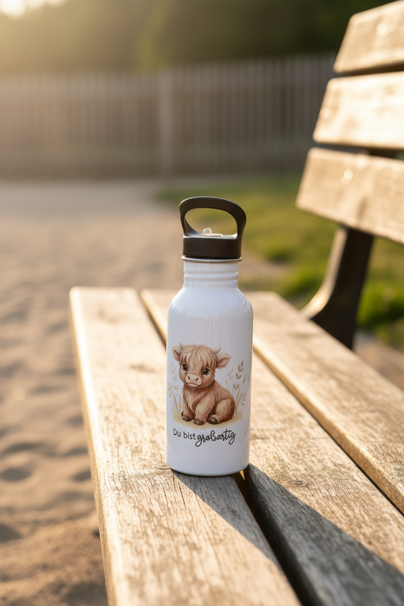 Edelstahlflasche 500ml •Hochlandrind - Du bist großartig•