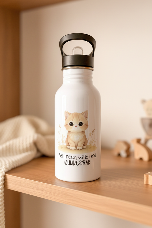 Edelstahlflasche 500ml •Katze - Sei frech, wild und wunderbar•